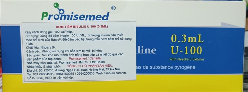 Bơm tiêm Insulin U - 100 (0,3ml) China/Tân Hiếu , Bơm sử dụng một lần (H*100cái)