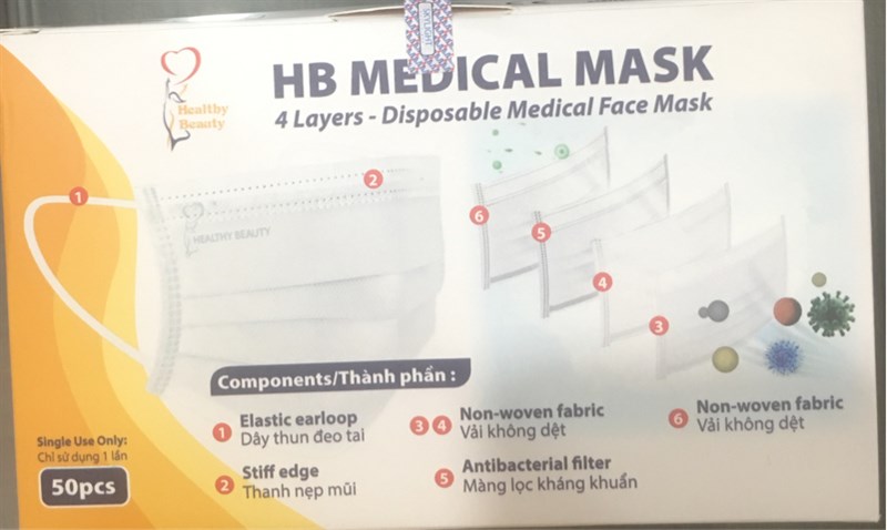 Khẩu trang trắng 4 lớp - HB Medical Mask (H*50cái) - Healthy Beauty 3
