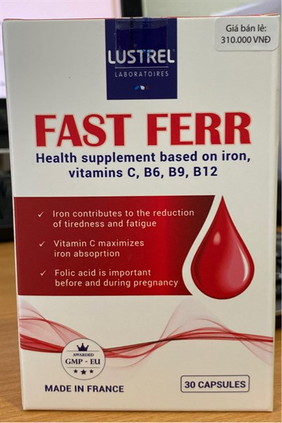 Fast Ferr (Bổ sung sắt, acid folic...) (Hộp 2 vỉ x 15 viên) - France