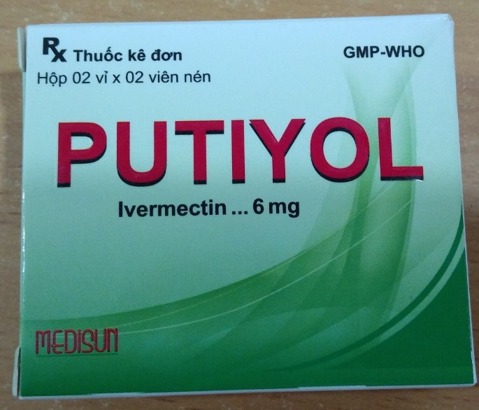 Putiyol Ivermectin 6mg (Thuốc điều trị bệnh giun) (Hộp 2 vỉ x 2 viên) - Medisun/Song Hân