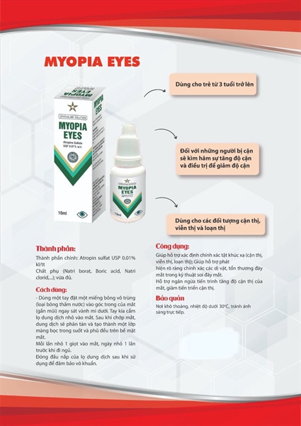 Myopia Eyes 10ml (Giúp hỗ trợ xác định chính xác tật khúc xạ) -