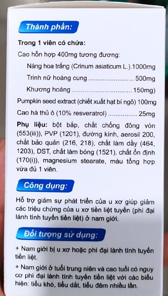 Dr Bio Náng hoa trắng (Hỗ trợ giảm sự phát truển của U xơ) (Lọ*60viên) - Vega pharma 2
