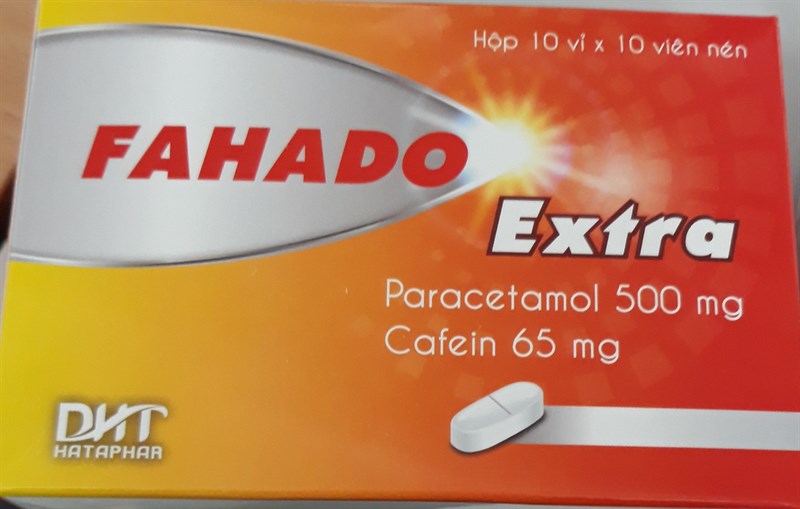 Thuốc Fahado Extra (Paracetamol 500mg + cafein 65mg) (H*10vỉ*10viên) giảm đau, hạ sốt - Hà Tây
