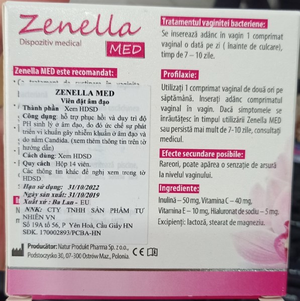 Viên đặt âm đạo Zenella med (H*14viên) - Balan - Bắc Ninh 2