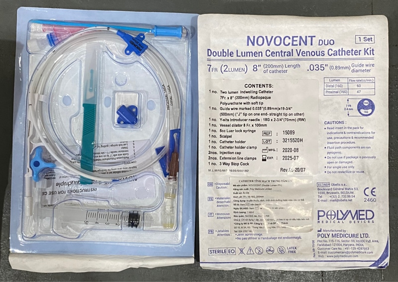Catheter tĩnh mạch trung tâm 2 nòng Novocent - Poly Medicure Limited/ Ấn Độ