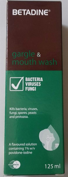 Betadine gargle 1% 125ml (Súc miệng) - Mundipharma/Cyprus