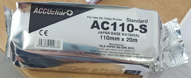 Giấy in siêu âm đen trắng AC-110S (110x20mm) (Malaysia)