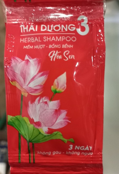 Dầu gội Thái Dương 3 hương nước hoa + hoa sen + hoa đào 5ml (K*240dây*10gói màu đỏ) - STD 2