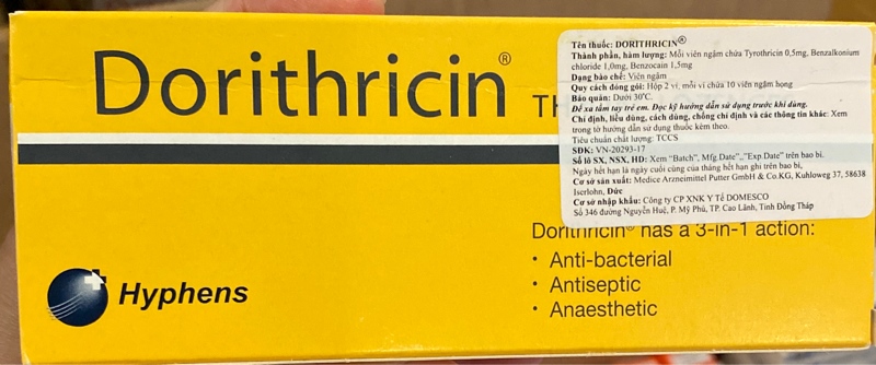 Dorithricin ngậm (H*2vỉ*10viên) 2