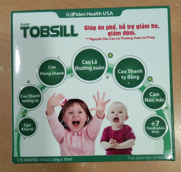 Super Tobsill (Hộp 4 vỉ x 5 ống x 10ml) (Giúp ôn phế, giảm ho, giảm đờm) - Golden Health