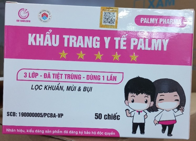 Khẩu trang y tế Palmy màu xanh trẻ em 3 lớp (Giấy lọc) (Hộp 50 cái) - Palmy Pharma