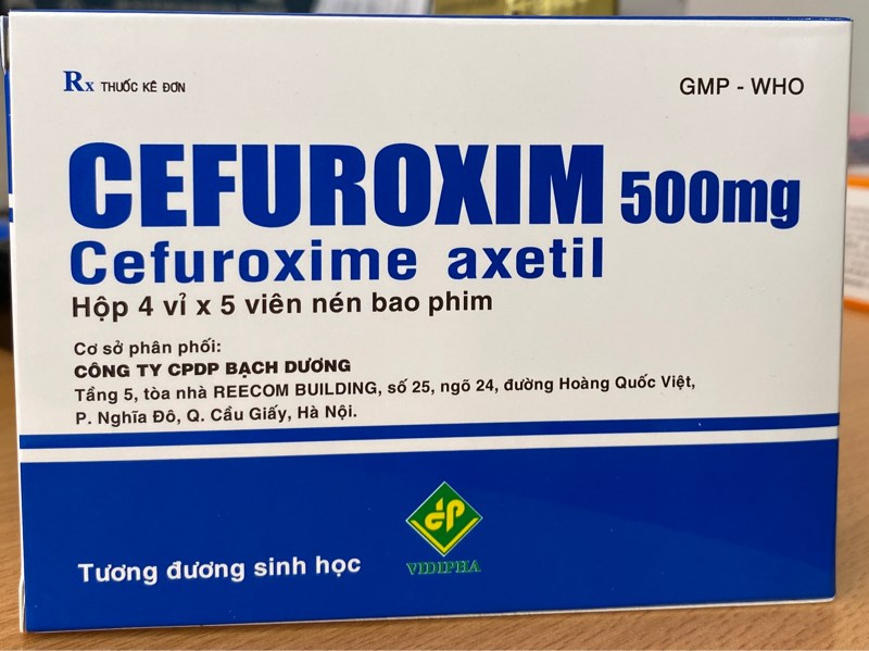 Cefuroxim 500mg (Cefuroxim axetil) Vidipha Bạch Dương điều trị nhiễm khuẩn (H*4vỉ*5viên)