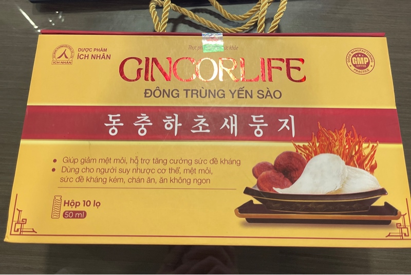 Gincorlife - Đông trùng yến sào (Hộp 10 lọ x 50ml) - Ích Nhân