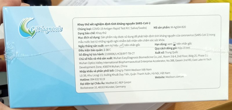 Khay thử xét nghiệm Sars-CoV-2 bằng nước bọt (Chủng loại: Covid - 19 Antigen Rapid Test kit) (Saliva/Swabs) (H*20test) - Trung Quốc 2