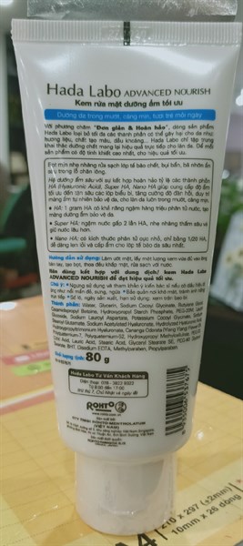 Kem rửa mặt dưỡng ẩm Hada Labo Advanced Nourish Hyaluronic Acid Cleanser 80g - Rohto/VN 2