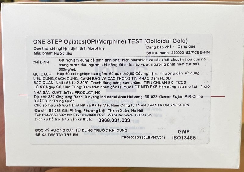 Test thử Morphine (One step Opiates (OPI/Morphine)) (H*50test) - Intec/TQ 2