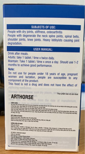 Arthorse (Glucosamin) (Lọ 60viên) - Germany (P&D Pharma) 2