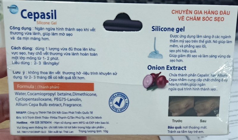 Cepasil Silicone gel 10g (Cải thiện sẹo) - Thái Lan 2