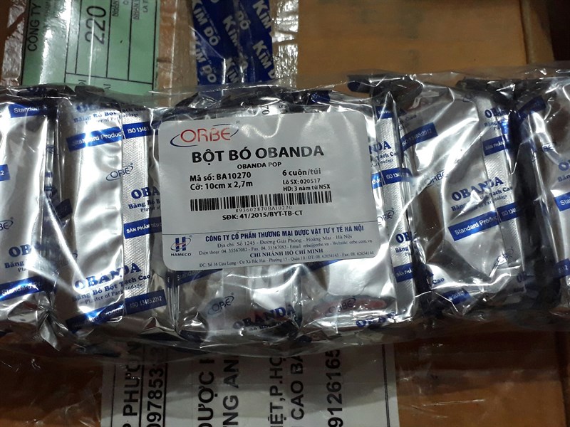 Bột bó OBANDA 10cm x 2,7m (K*12Túi*6cuộn) - VTYT Hà Nội