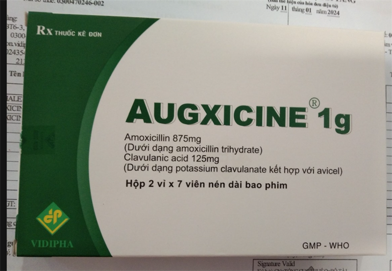 Augxicine 1g (875 amo + 125 clavunic) (Hộp2vỉ*7viên) - Vidipha