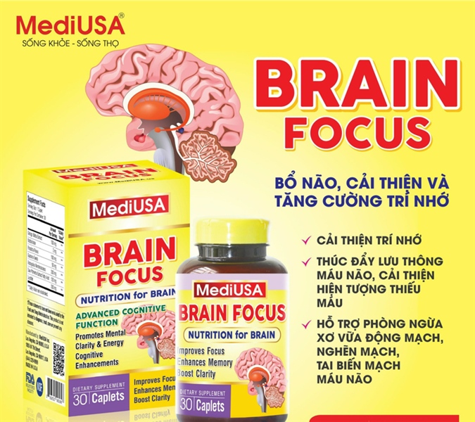 Brain focus (Giúp cải thiện trí nhớ) (Lọ 30 viên) - MediUSA