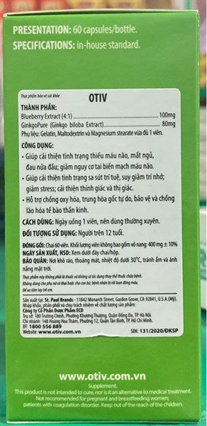 OTIV (Lọ*60viên) - Mỹ (Ecogreen) 2