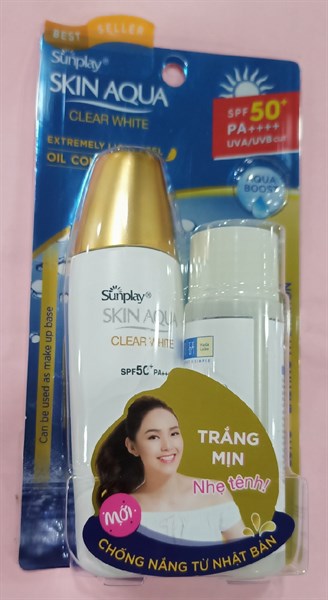 Sữa chống nắng dưỡng da trắng mịn Sunplay 25g (Skin aqua clear white SPF50) - Rohto