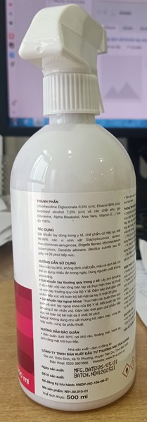 Dung dịch sát khuẩn tay nhanh THA Handrub 500ml (Chai xịt cổ cò) - Tân Hương 2