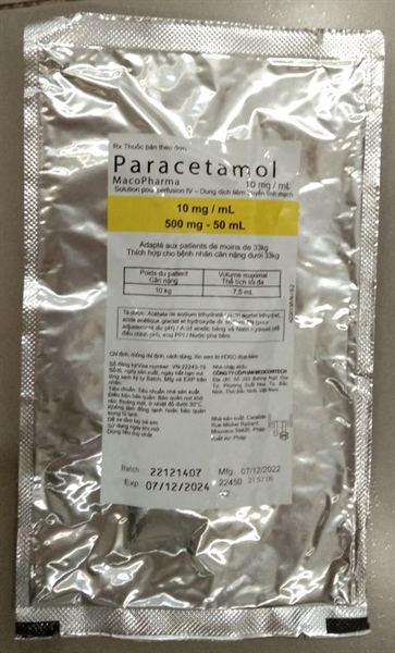 Paracetamol Macopharma 500mg/50ml (Túi 50 ml) - Medcomtech/Pháp