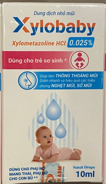 Dung dịch nhỏ mũi Xylobaby (Xylometazoline 0,025%) 10ml (Dùng cho trẻ sơ sinh) - Monapharm/Dahago