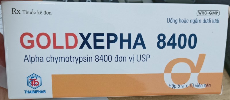 Goldxepha (Alpha chymotrypsine 8400 đơn vị USP) (H*5vỉ*10viên) - Thabiphar