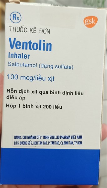 Ventolin 100mcg/liều xịt (Salbutamol sulfat) - Glaxo/Australia