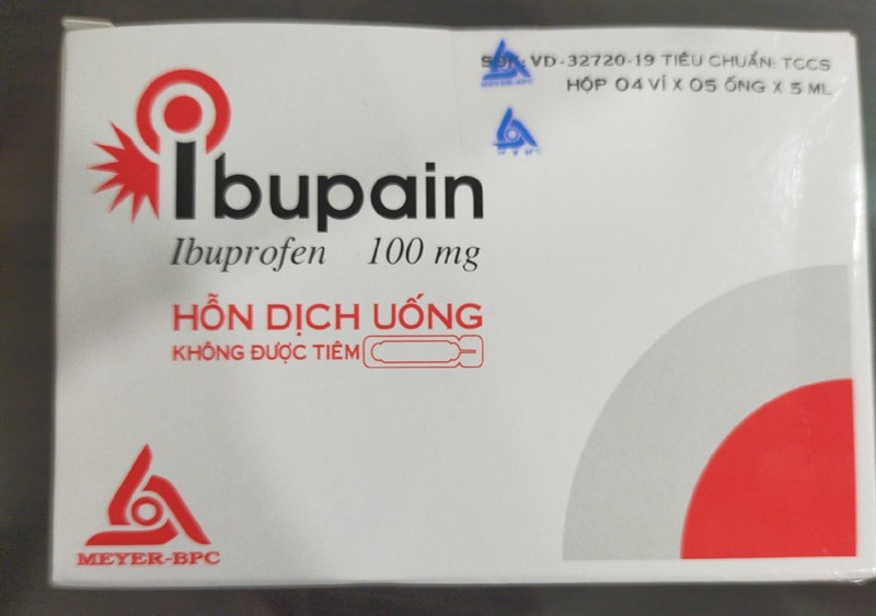 Ibupain (Ibuprofen 100mg) (Hộp 4vỉ * 5ống) - Meyer - BPC