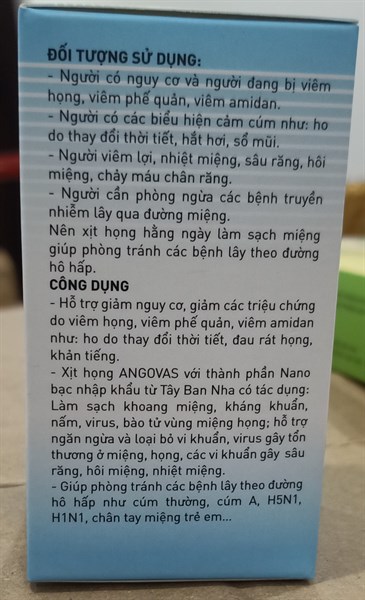 Xịt họng Angovas 30ml - Cao Dược 2