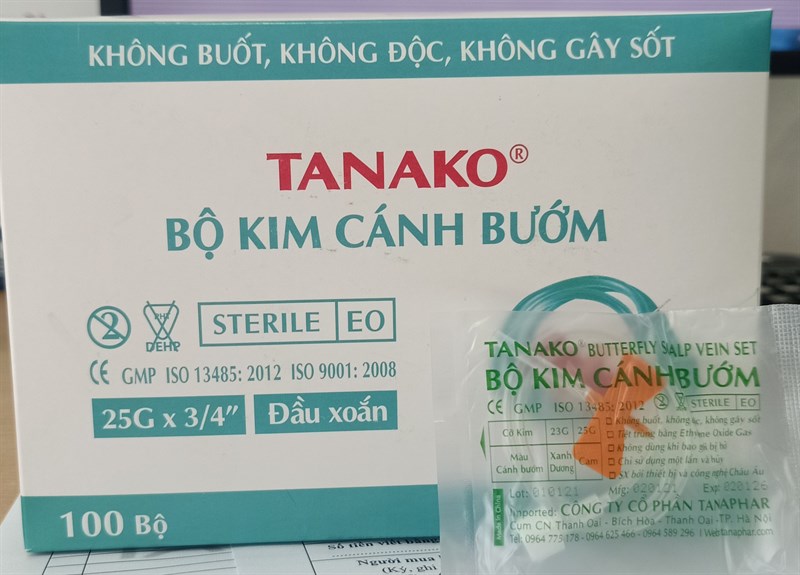 Bộ kim cánh bướm Tanako vàng 25G x 3/4'' (H*100bộ) - Tanaphar 4