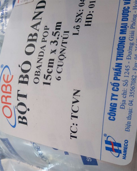 Bột bó OBANDA 15cm x 3,5m (K*12Túi*6cuộn) - VTYT Hà Nội
