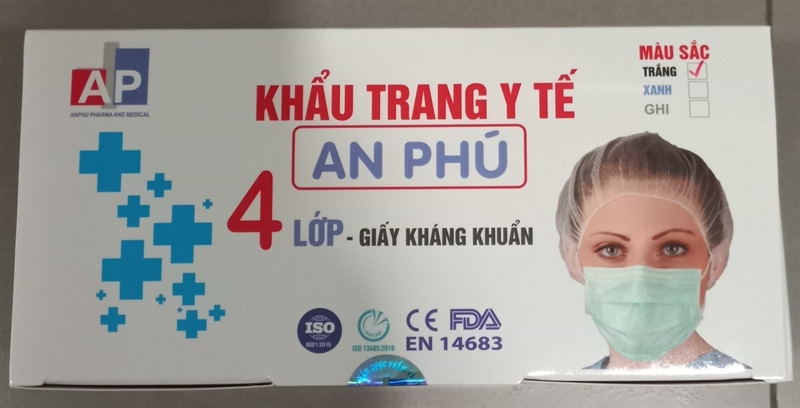 Khẩu trang y tế 4 lớp màu trắng (H*50cái) - TBYT An Phú