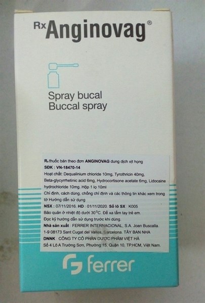 DD xịt họng Anginovag 10ml (hỗ trợ điều trị viêm ở miệng - họng) - Barcelona