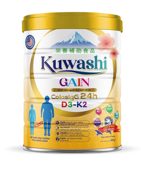 Kuwashi Gain 900g (dành cho người cần tăng cân, bồi bổ cơ thể. Sp dành cho người từ 3 tuổi trở lên) - Capital Milk/VN