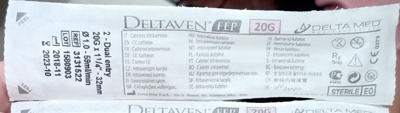 Deltaven Fep 2 (Kim luồn tĩnh mạch có cửa, có cánh G20) (H*50cái) - Delta/Italy