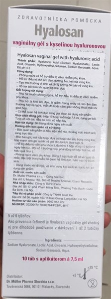 Hyalosan vaginal gel (Điều trị viêm nhiễm phụ khoa) (H*10tub*7,5ml) - Cộng Hòa Séc 2