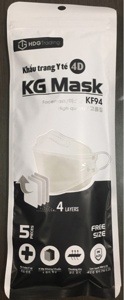 Khẩu trang y tế 4D KG Mask - KF94 (Túi màu đen) (Túi*5cái) - HDG