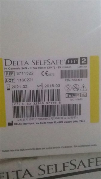 Delta Selfsafe Fep 2 (Kim luồn tĩnh mạch an toàn có cửa có cánh G24) (H*50cái) - Delta/Italy