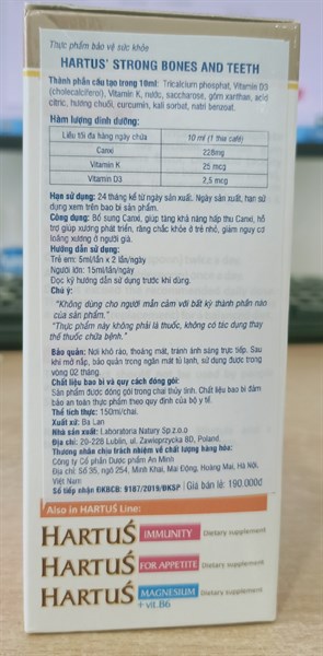 Siro Hartus strong bones and teeth 150ml (Bổ sung canxi) - Balan - Bắc Ninh 2