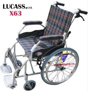 Xe lăn hợp kim Lucass X63 - Đệm kẻ Caro - China