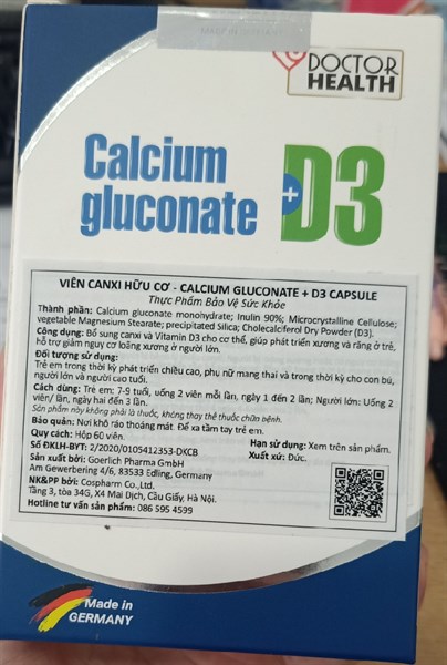 Viên calcium gluconate + D3 (H*4vỉ*15viên) - Germany 2