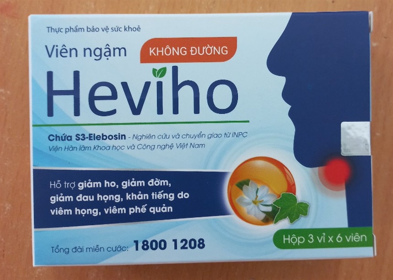 Viên ngậm không đường Heviho (Hỗ trợ giảm ho, giảm đờm...) (Hộp 3 vỉ x 6 viên) - Thái Minh