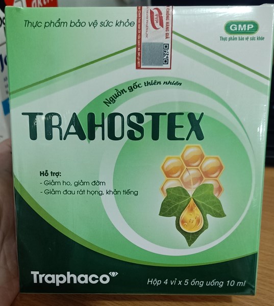 Trahostex (Giảm ho, giảm đờm, giảm đau rát họng) (H*4vỉ*5ống uống 10ml) - Traphaco