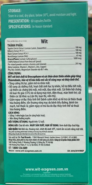 Wit (tăng cường thị lực) (Lọ*60viên) - USA (Eco) 2