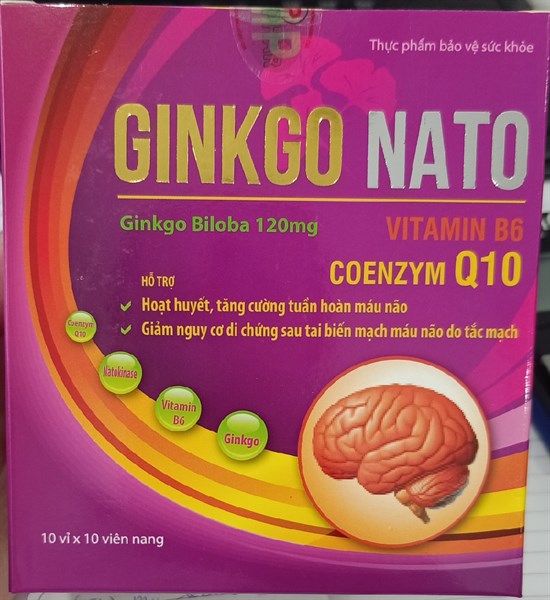 Ginkgo Nato tím vàng (Coenzym Q10 + Vitamin B6) (Hộp*10vỉ*10viên) - Tradiphar
